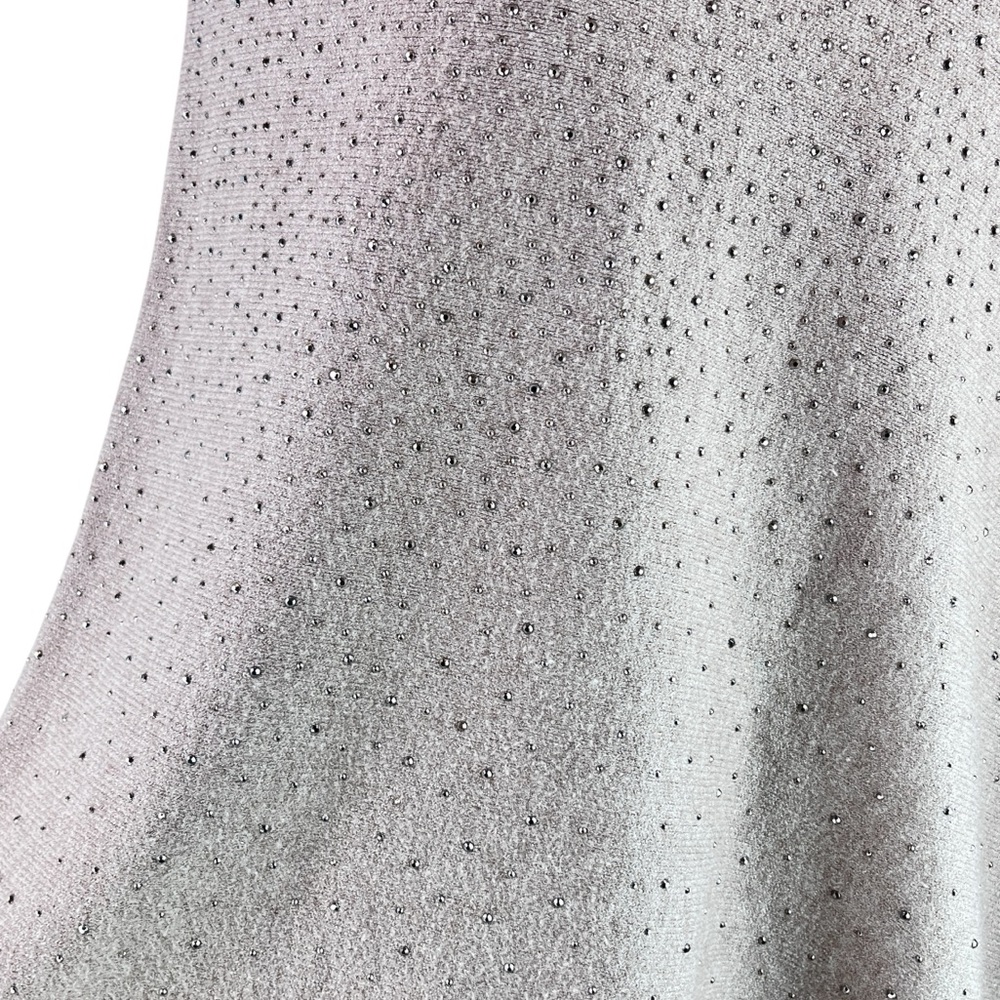 NEW Ming Wang Poncho Sweater Taupe Rhinestone Ombré Embellishment O/S NWT - Picture 7 of 15
